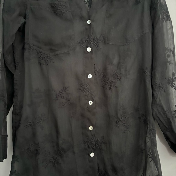 Soft Surroundings Size XS Black Cotton Button Down Long Sleeve - Picture 2 of 11